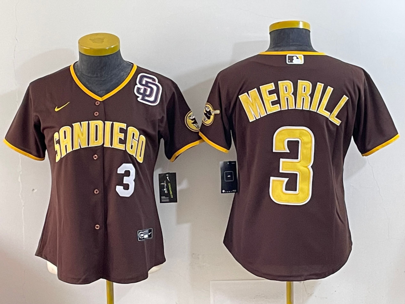 Women San Diego Padres #3 Merrill Brown Game 2025 Nike MLB Jersey style 13